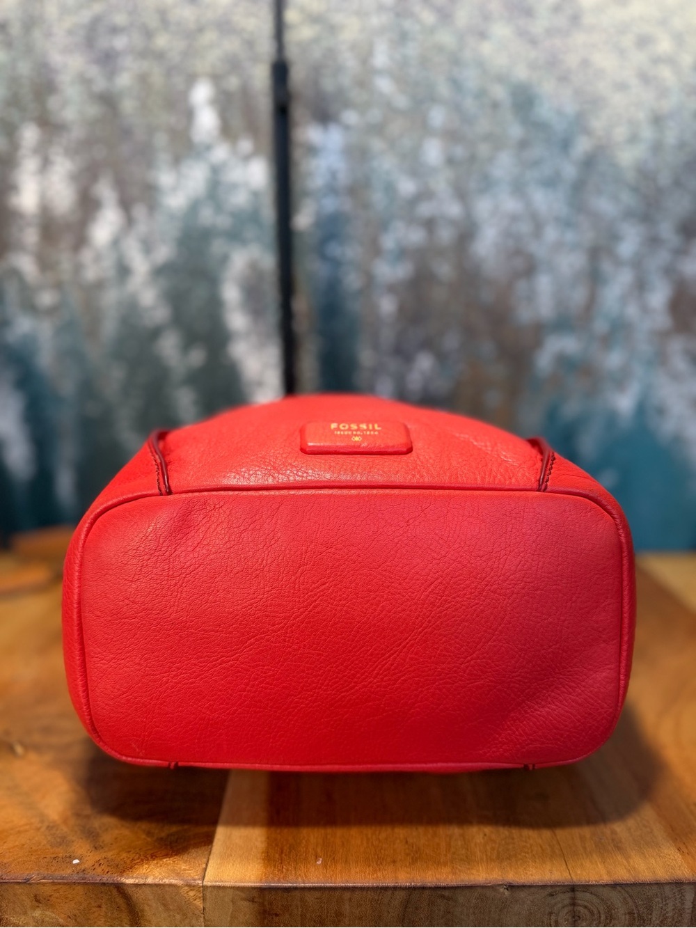 Fossil Rare Boho 2010s Emerson Crimson Red Pebbled Leather Hobo Bag - Picture 6 of 13